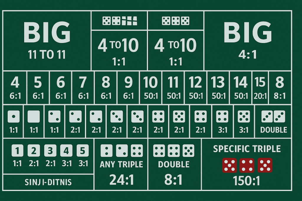 骰寶-投注選項賠率表